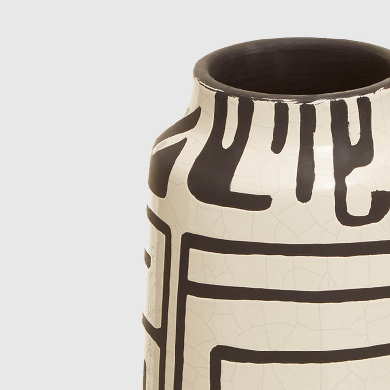 Abel - Earthenware Vase - Black & White