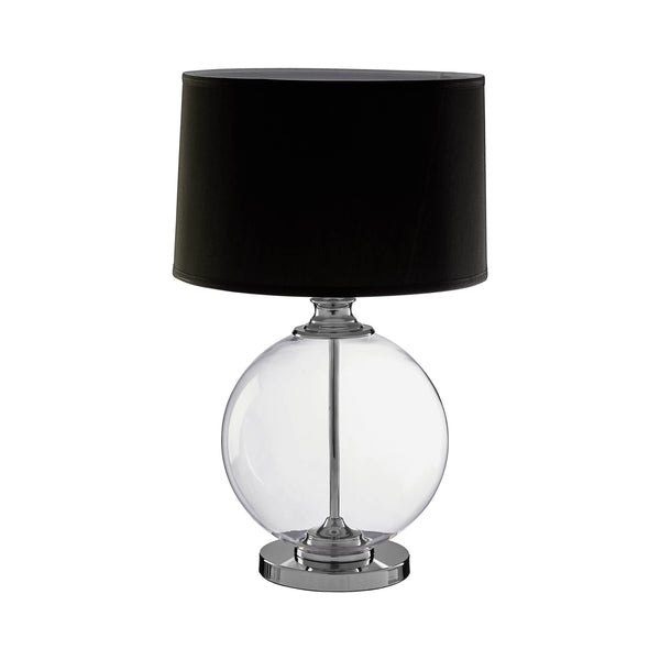 Alba - Round Table Lamp - Glass & Black Linen Shade