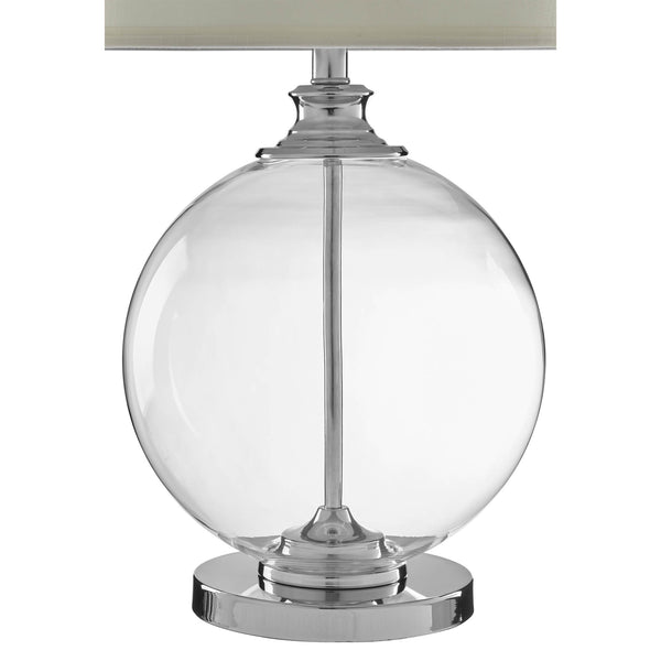 Alba - Round Table Lamp - Glass & Ivory Silk Shade