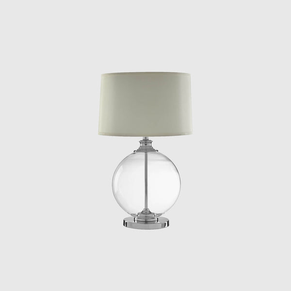 Alba - Round Table Lamp - Glass & Ivory Silk Shade