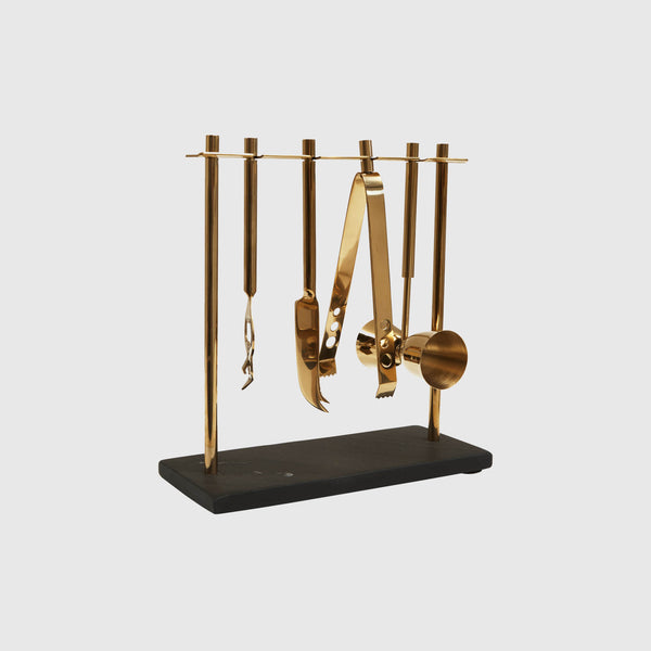 Amira - Bar Accessories Stand - Black Marble & Gold