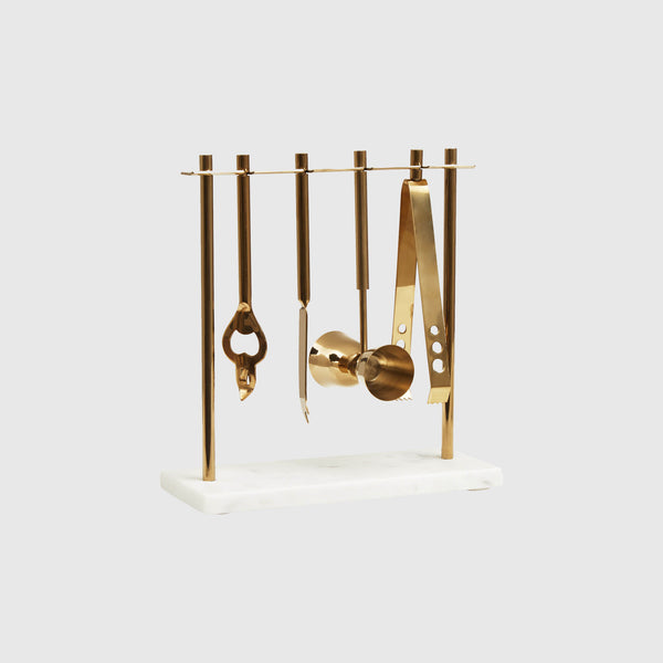 Amira - Bar Accessories Stand - White Marble & Gold