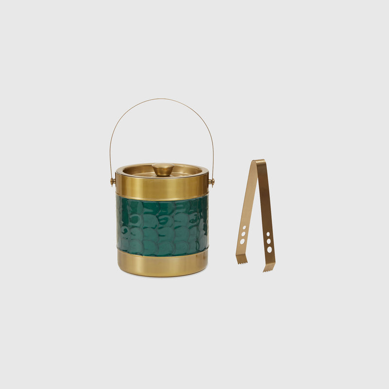 Axel - Enamel Ice Bucket with Tongs - Green