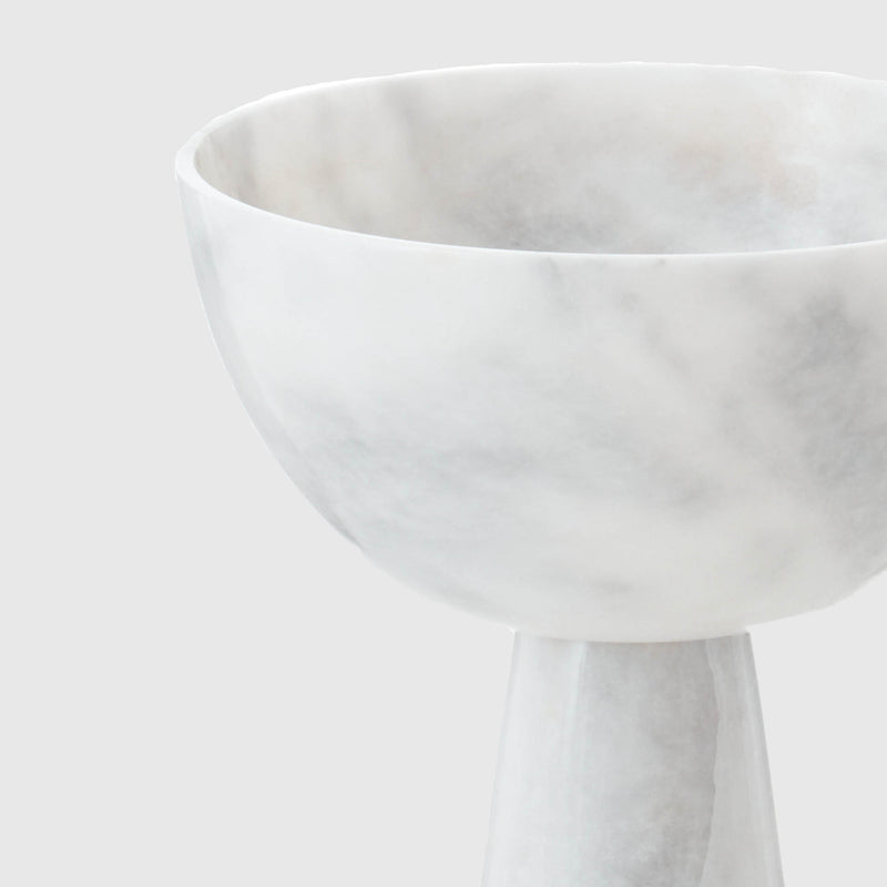 Bianca - White Marble Pedestal Bowl - Large