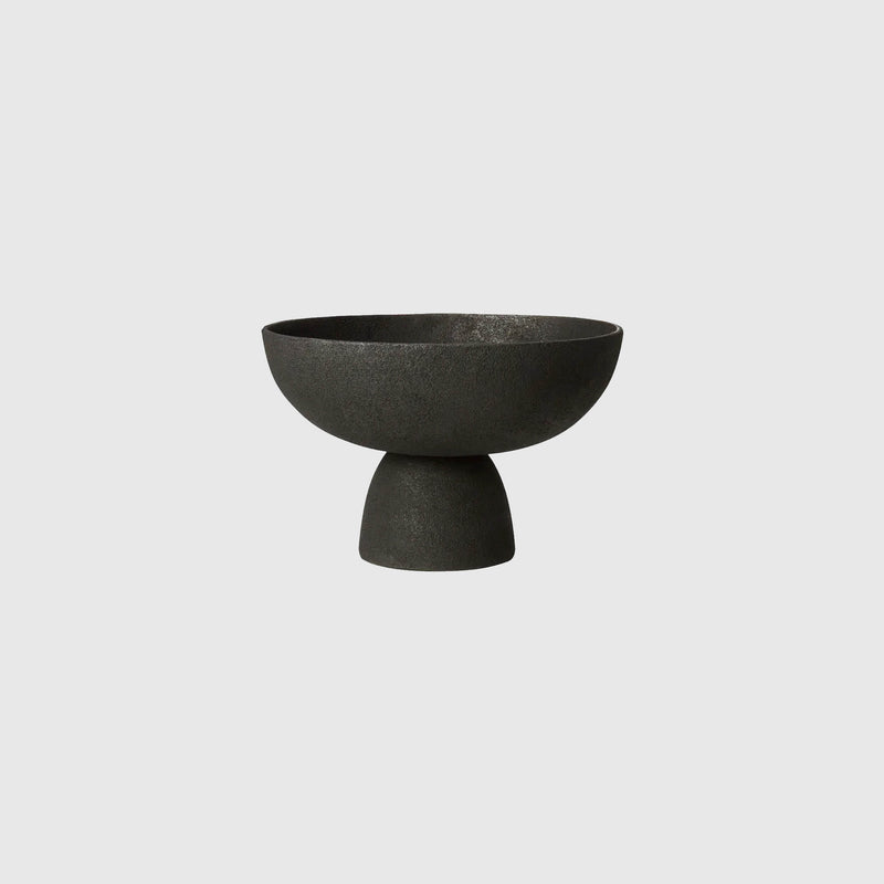 Eli - Black Textured Pedestal Bowl - Large