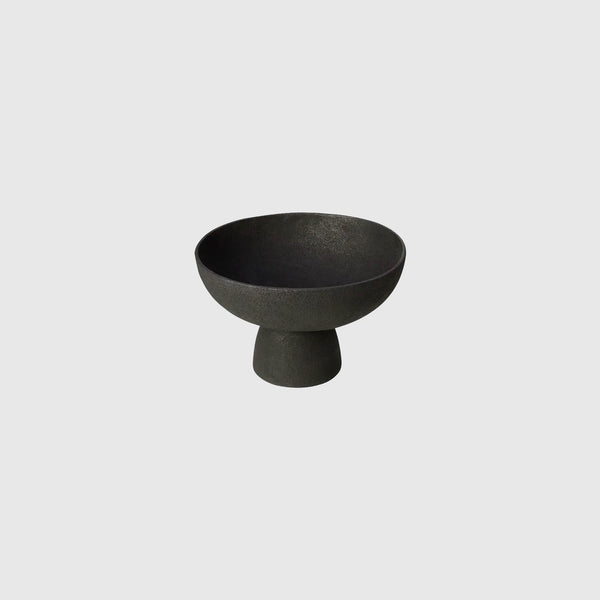 Eli - Black Textured Pedestal Bowl - Large