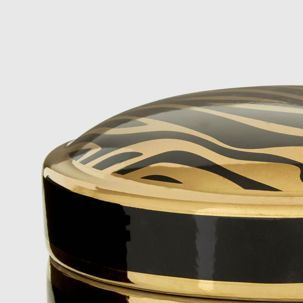 Elise - Black & Gold Round Jewellery Box - Small