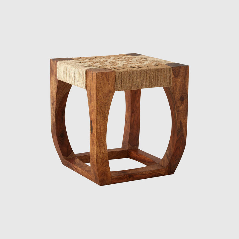 Elsa - Stool - Sheesham Wood & Jute