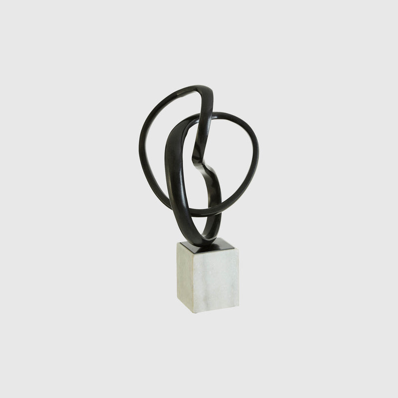 Ezra - Sculpture - White Marble & Black Nickel