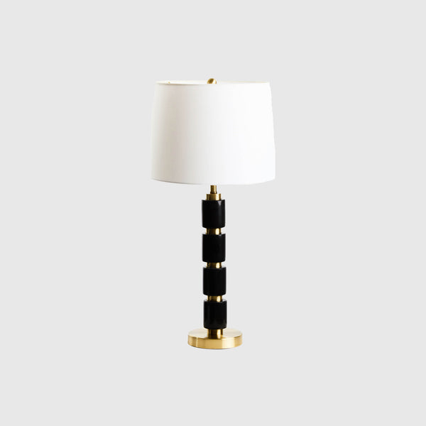 Gala - Table Lamp - Black Marble, Gold & Ivory Fabric Shade