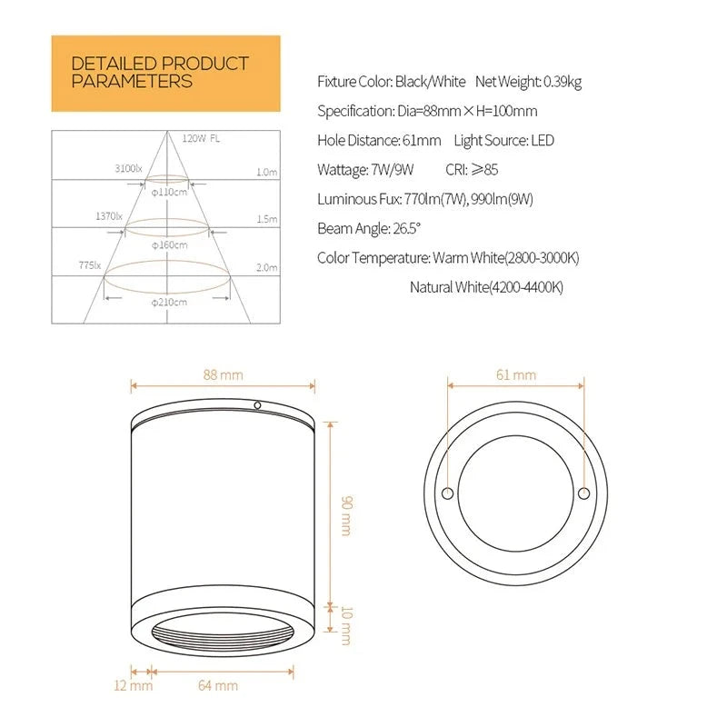 Purity Surface LED Downlight - White