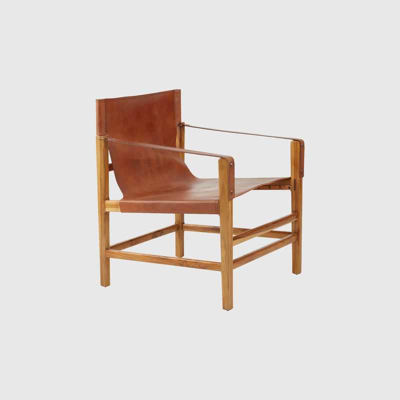 Laurent - Armchair - Teak Wood & Brown Leather