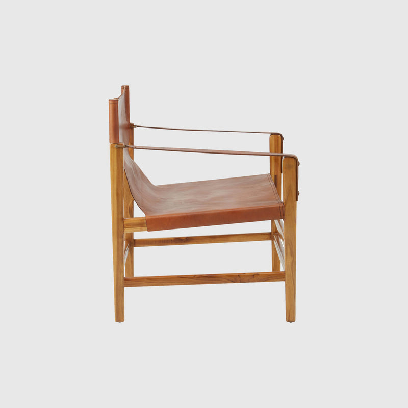 Laurent - Armchair - Teak Wood & Brown Leather