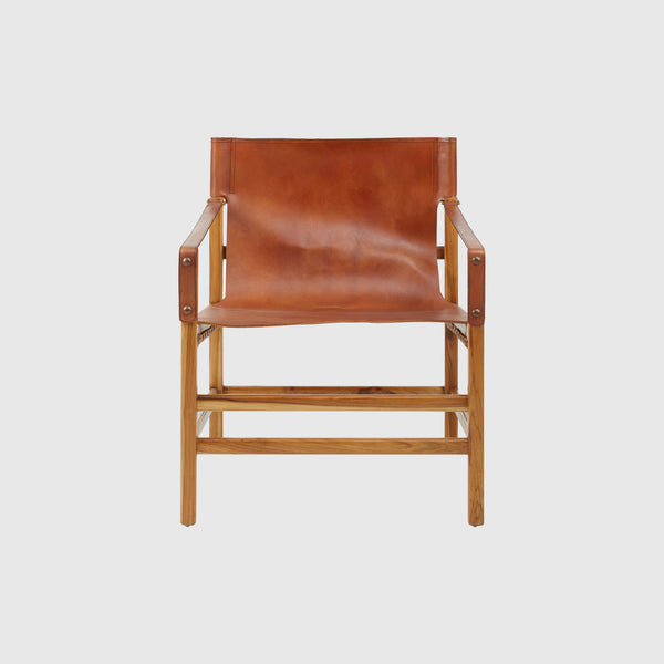 Laurent - Armchair - Teak Wood & Brown Leather