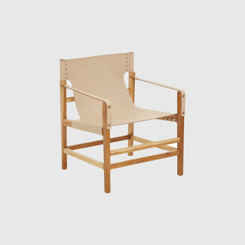 Laurent - Armchair - Teak Wood & Cream Leather