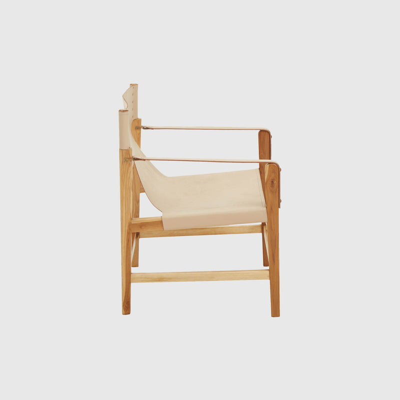 Laurent - Armchair - Teak Wood & Cream Leather