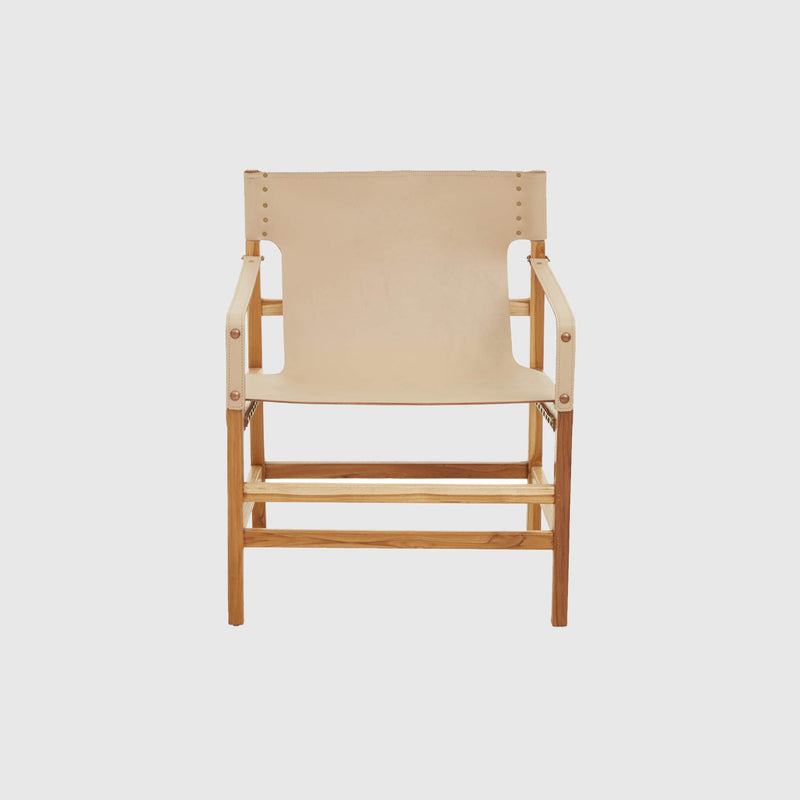 Laurent - Armchair - Teak Wood & Cream Leather