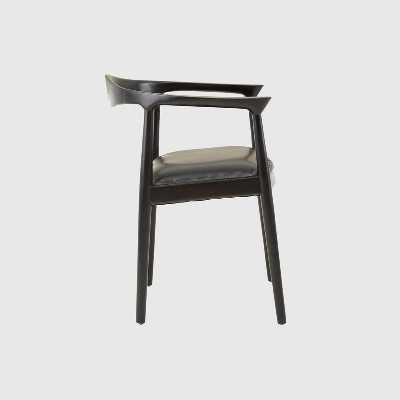 Laurent - Dining Chair - Teak Wood & Black Leather