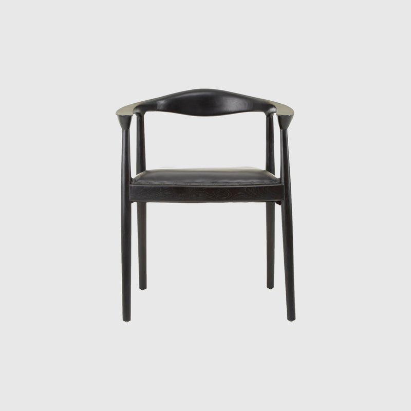 Laurent - Dining Chair - Teak Wood & Black Leather