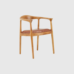 Laurent - Dining Chair - Teak Wood & Brown Leather