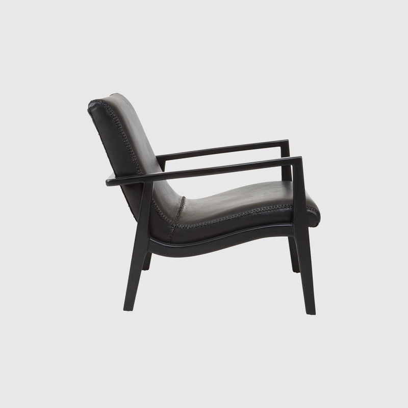 Laurent - Lounge Chair - Teak Wood & Black Leather