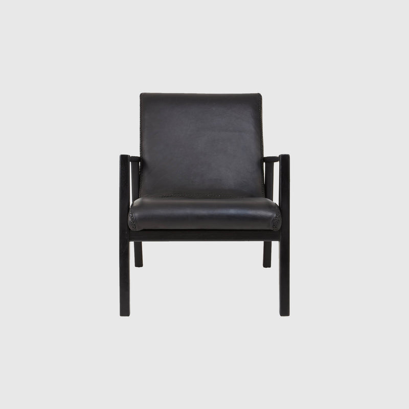 Laurent - Lounge Chair - Teak Wood & Black Leather