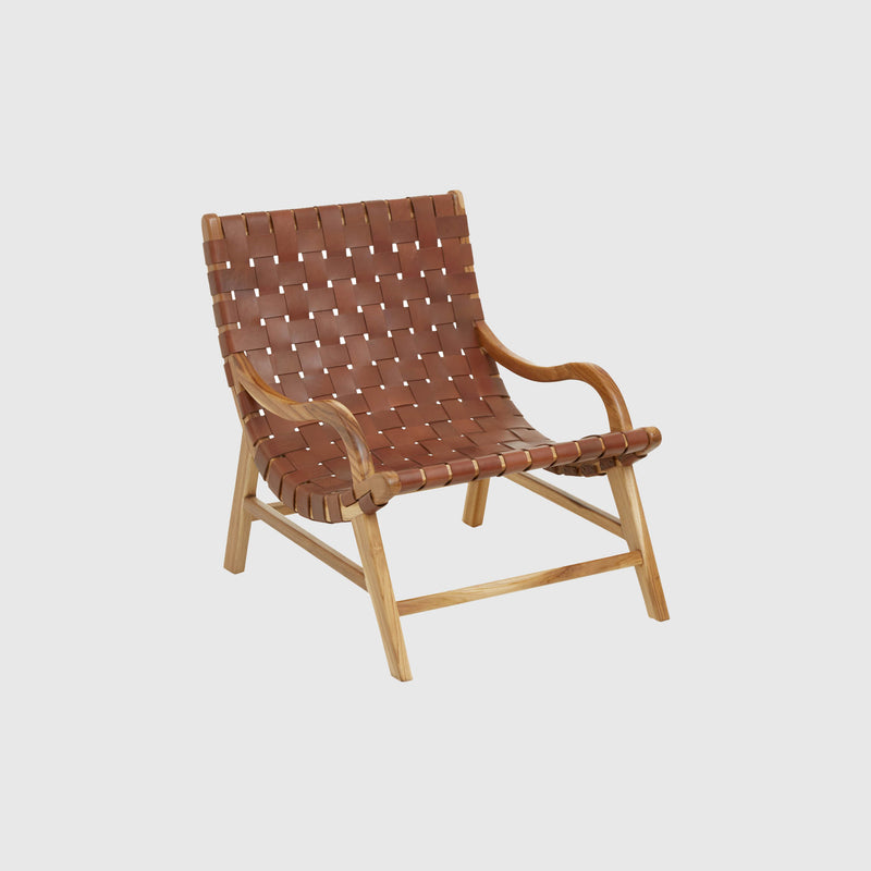 Laurent - Lounge Chair - Teak Wood & Brown Leather