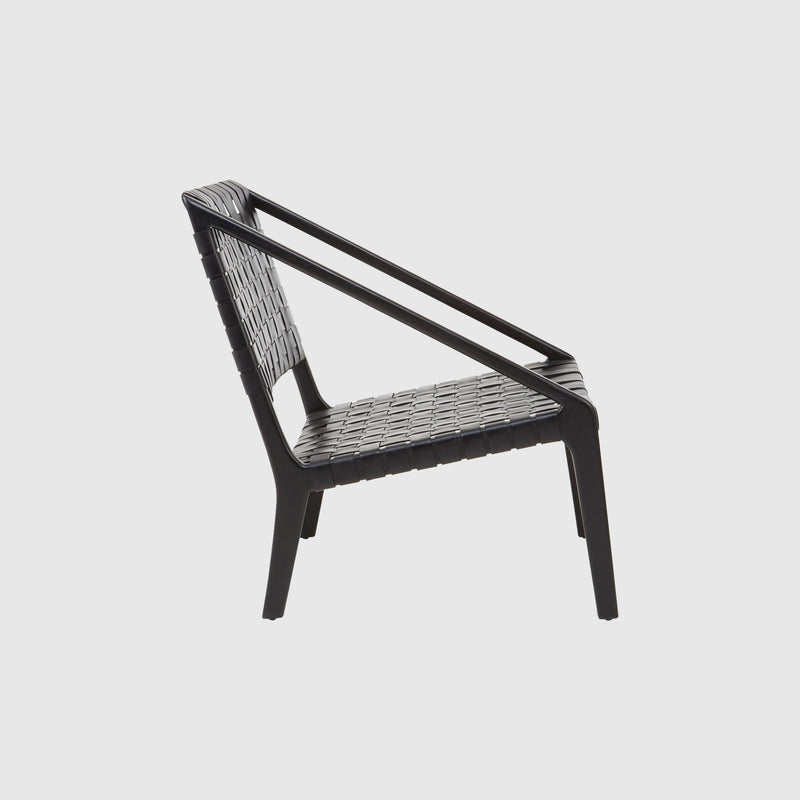 Laurent - Lounge Chair - Teak Wood & Woven Black Leather