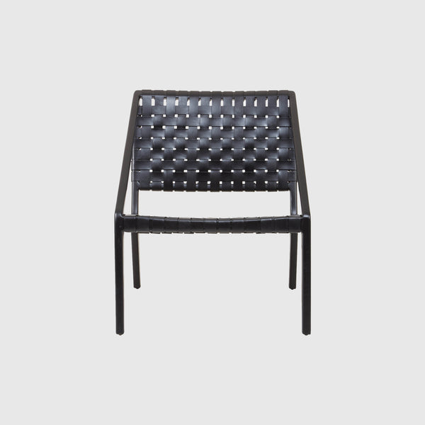 Laurent - Lounge Chair - Teak Wood & Woven Black Leather