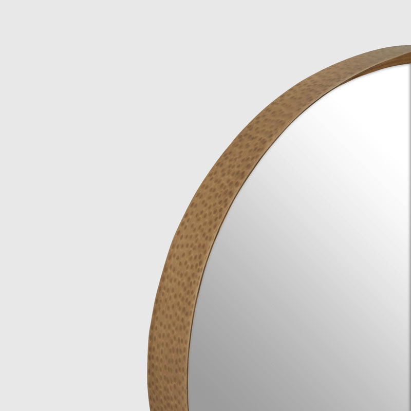 Leon - Round Hammered Wall Mirror - Gold