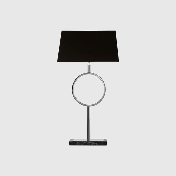 Leona - Table Lamp - Black Marble, Nickel & Black Fabric Shade