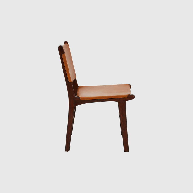 Lila - Dining Chair - Teak Wood & Tan Leather