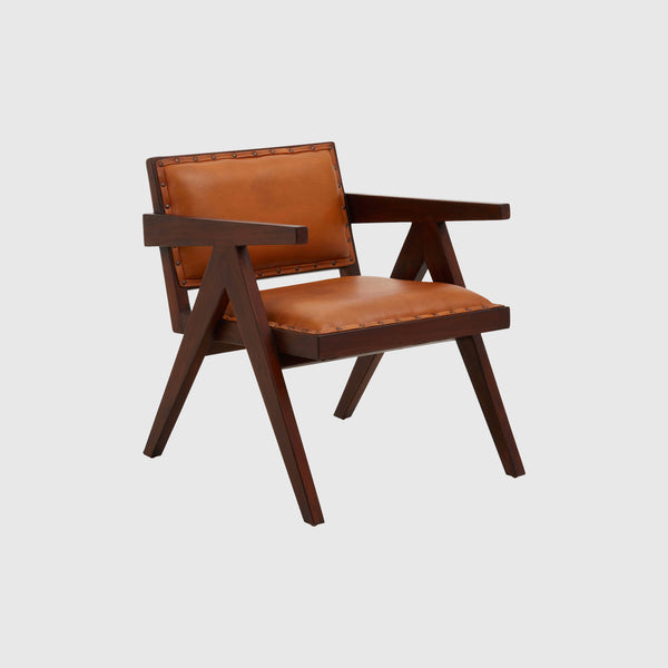 Lila - Large Armchair - Teak Wood & Tan Leather