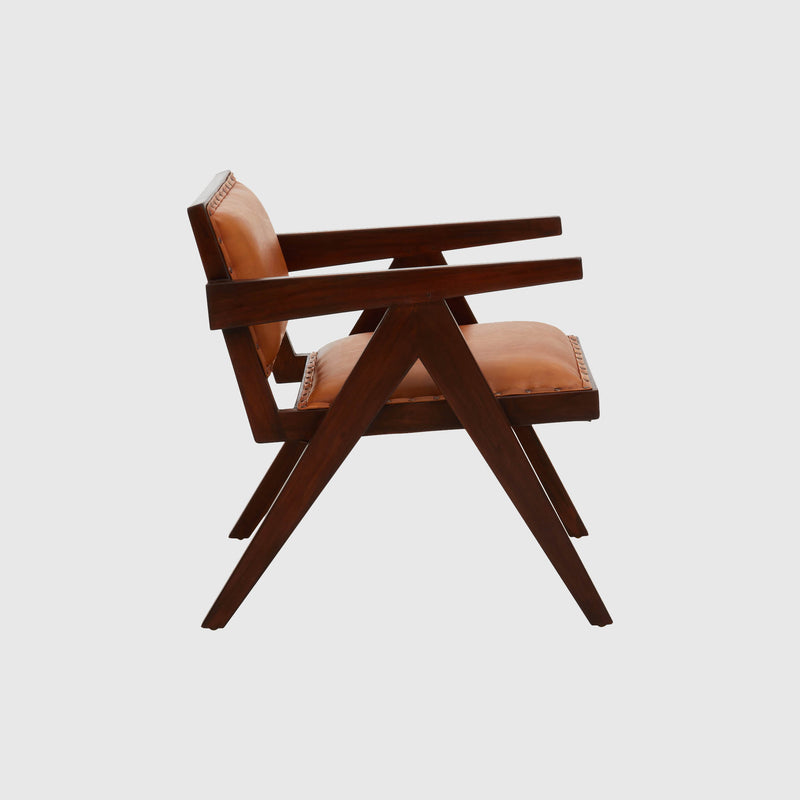 Lila - Large Armchair - Teak Wood & Tan Leather