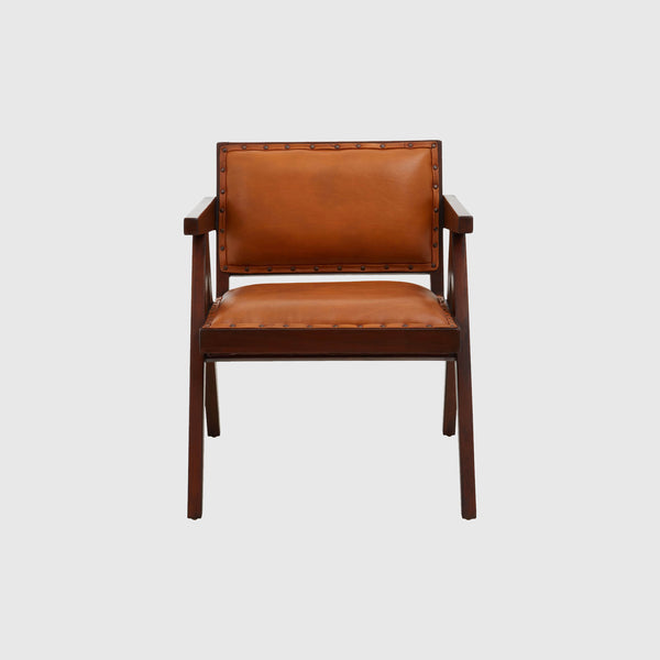 Lila - Large Armchair - Teak Wood & Tan Leather