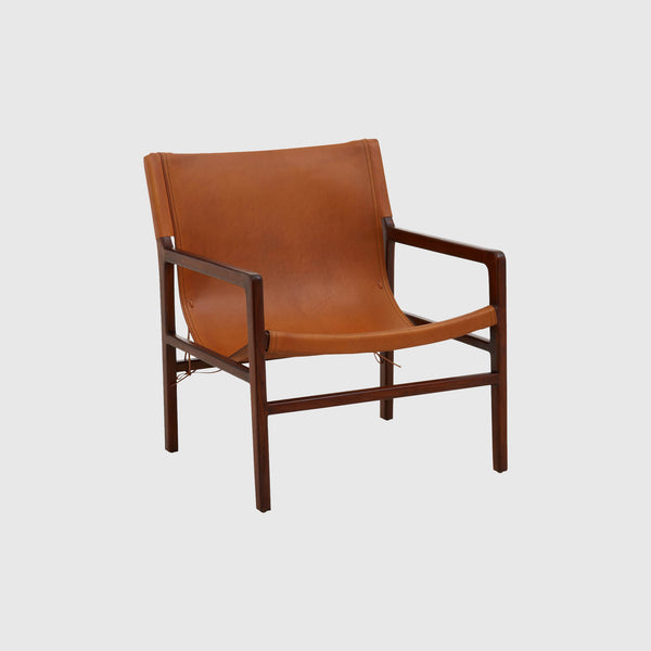 Lila - Sling Armchair - Teak Wood & Tan Leather