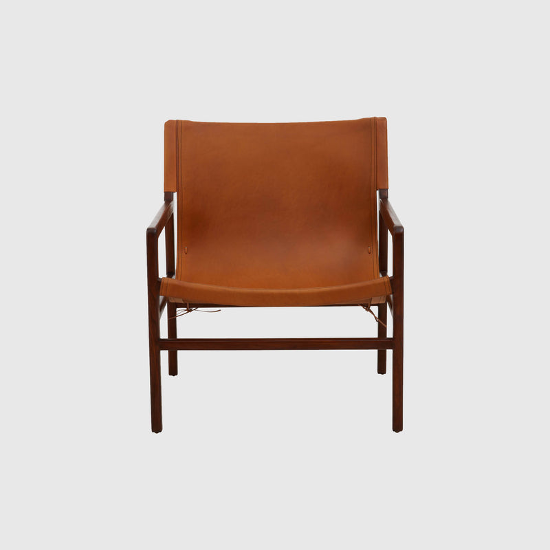 Lila - Sling Armchair - Teak Wood & Tan Leather