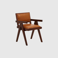 Lila - Small Armchair - Teak Wood & Tan Leather