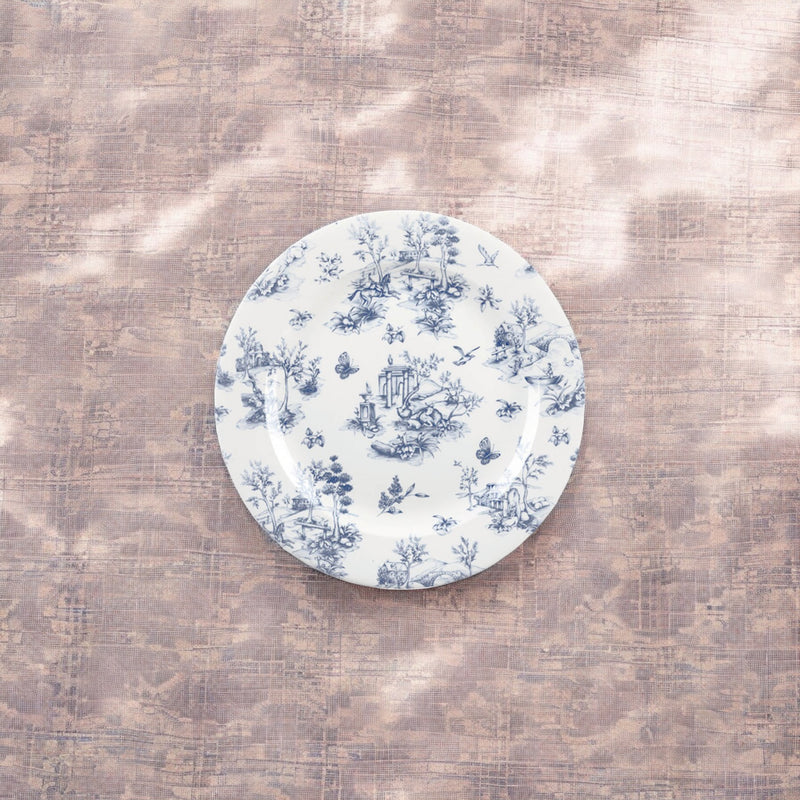 Diana - Blue Toile De Jouy Fine China Dining Plates - Set of 6