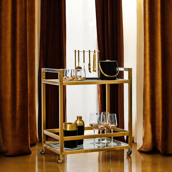 Celeste - Two Tier Drinks Trolley - Gold