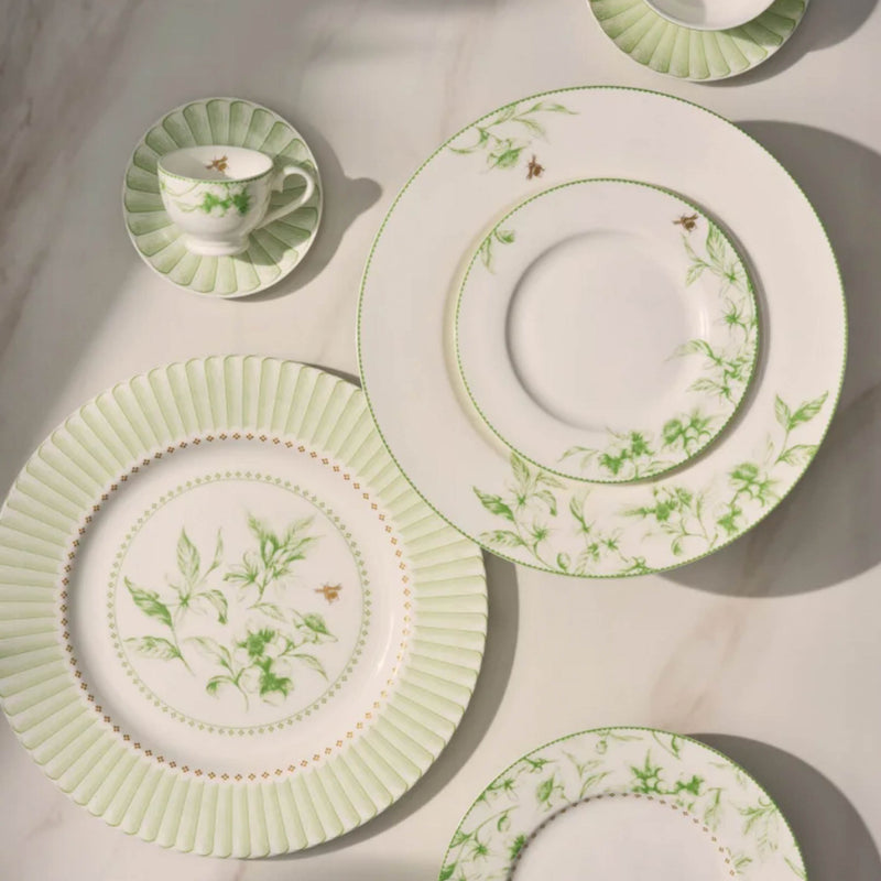 Elysian Green - Bone China Pizza Plates - Style B - Set of 12