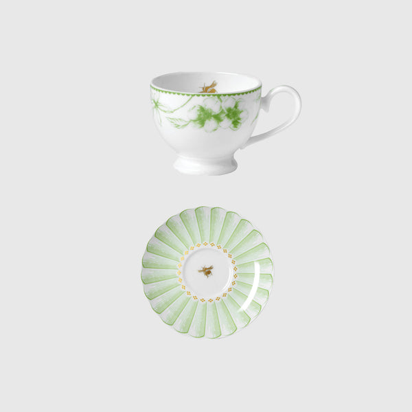 Elysian Green - Bone China Coffee Cups & Saucers - Set of 12