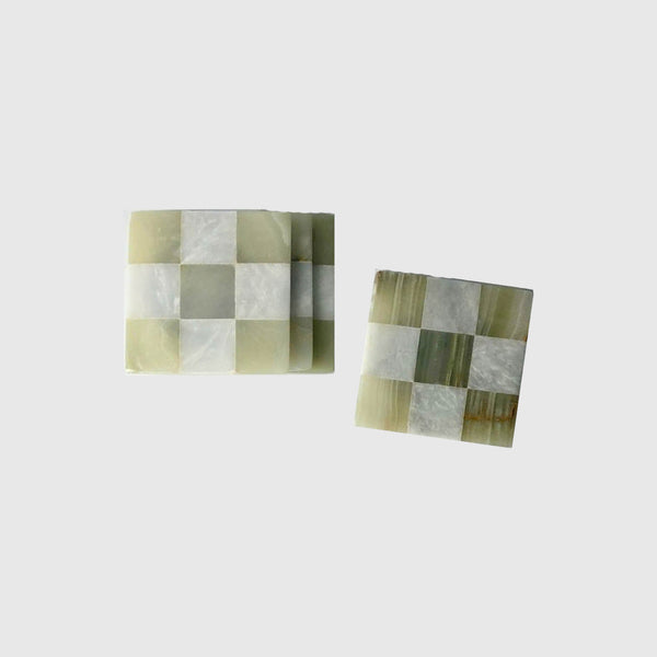 Giovane - White Marble & Onyx Chequered Coasters - Set of 6