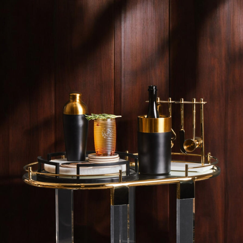 Amira - Bar Accessories Stand - White Marble & Gold