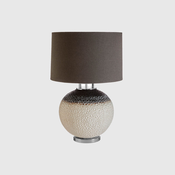 Magnus - Ceramic Table Lamp - Natural & Dark Grey Fabric Shade