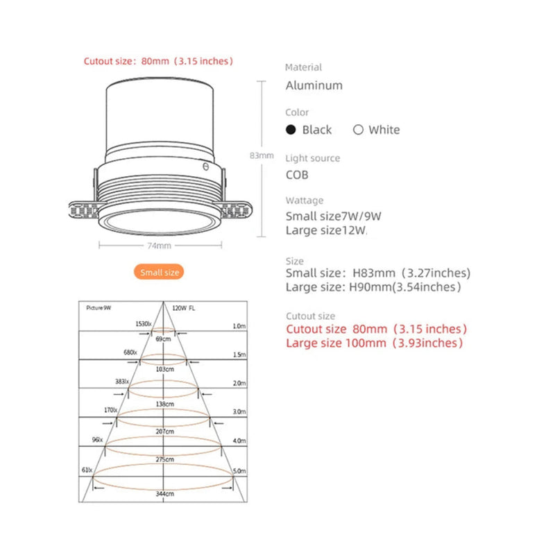 Minima Round Adjustable Trimless Dimmable Recessed LED Downlight - White