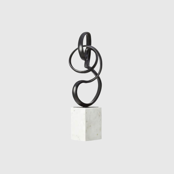 Olena - Knot Sculpture - White Marble & Black Nickel