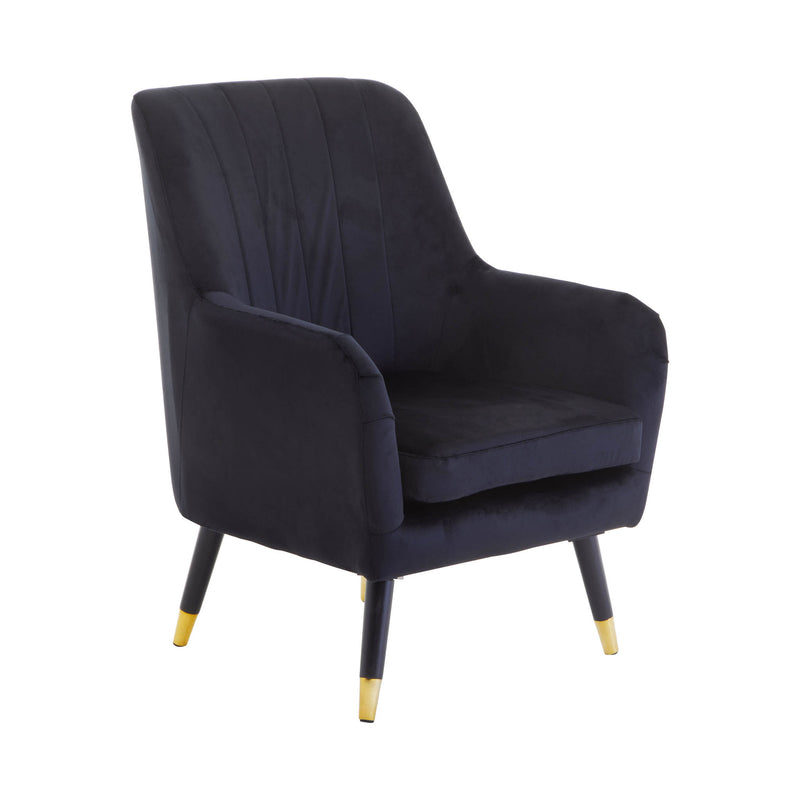 Otto - Scalloped Armchair - Black Velvet