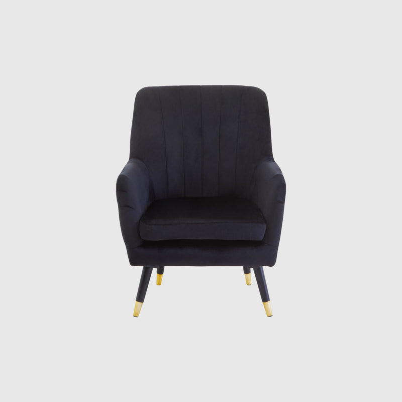 Otto - Scalloped Armchair - Black Velvet