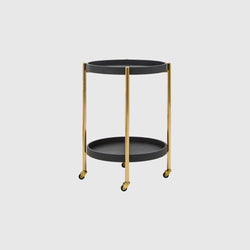 Raphael - Round Two Tier Drinks Trolley - Black Shagreen & Gold